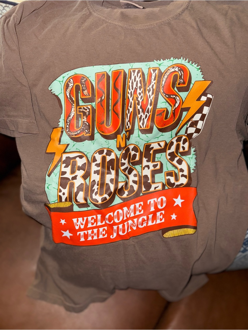 Comfort Colors Brown Guns N' Roses Welcome To The Jungle Tee